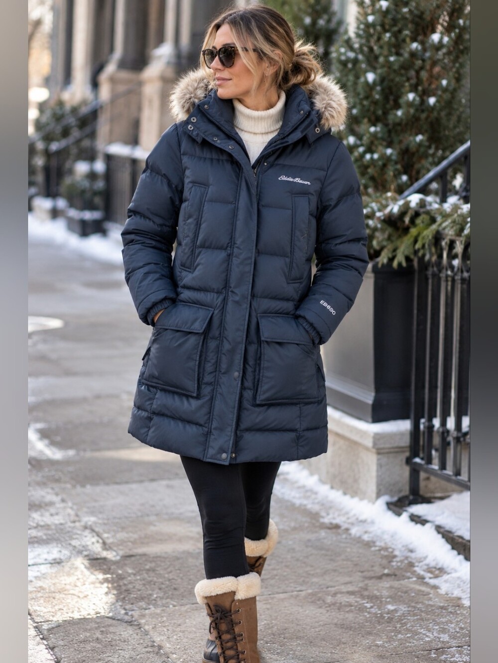 Eddie Bauer Superior 3.0 650 Down Parka W/ Removable Faux Fur Hood Blue M